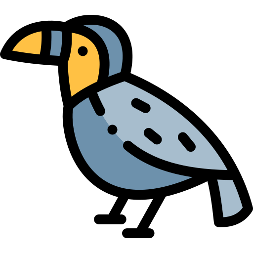 neushoornvogel Detailed Rounded Lineal color icoon
