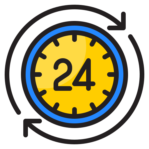 24 시간 시계 srip Lineal Color icon