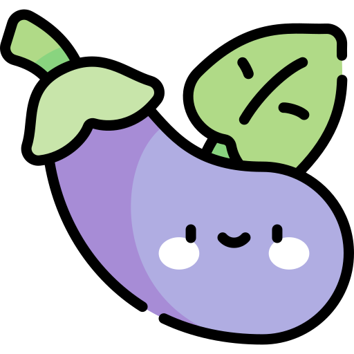 aubergine Kawaii Lineal color Icône
