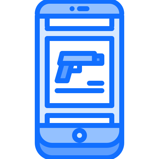 Gun shop Coloring Blue icon