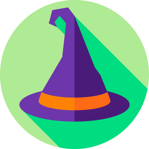 sombrero de bruja Flat Circular Flat icono