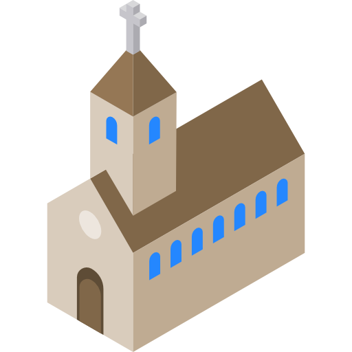 kościół Isometric Flat ikona