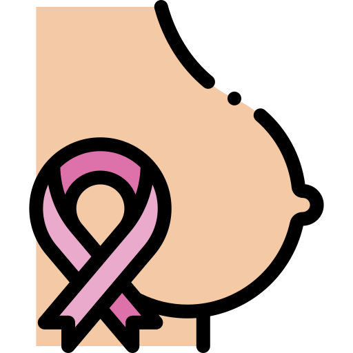Breast cancer Detailed Rounded Lineal color icon