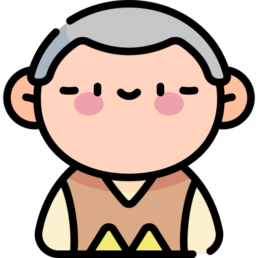 oude man Kawaii Lineal color icoon