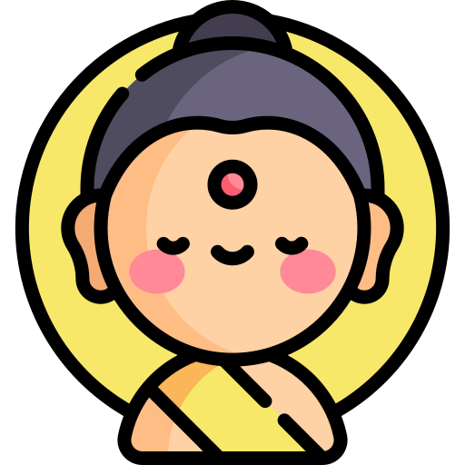 buda Kawaii Lineal color icono