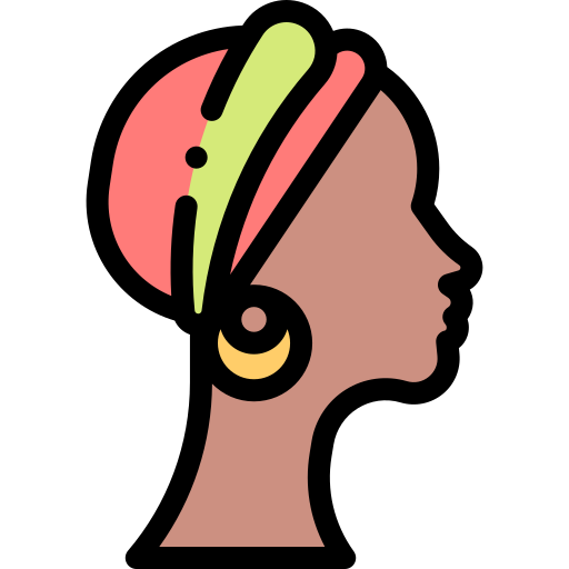 mujer africana Detailed Rounded Lineal color icono