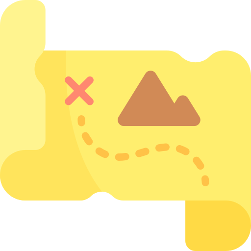 mapa del tesoro Kawaii Flat icono