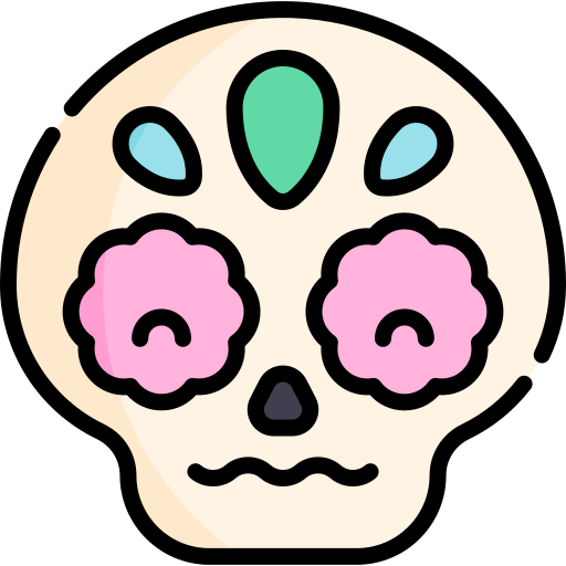 頭蓋骨 Kawaii Lineal color icon