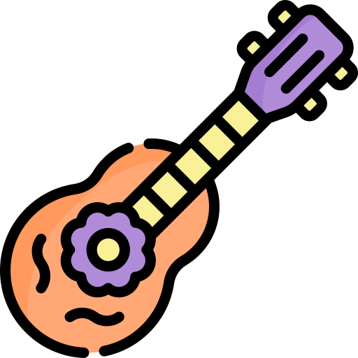 guitarra Kawaii Lineal color icono