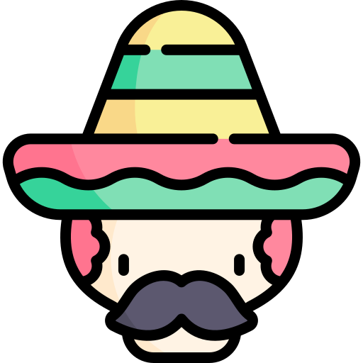 Mexican skull Kawaii Lineal color icon