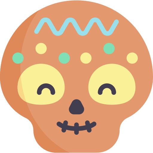 cranio Kawaii Flat icona