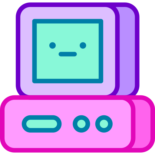 computadora Retro Neon Lineal color icono