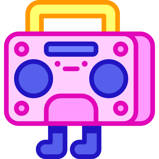boombox Retro Neon Lineal color icoon