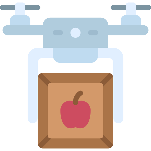 Drone delivery Juicy Fish Flat icon