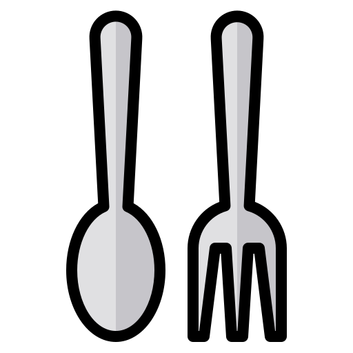 cuchara y tenedor Catkuro Lineal Color icono