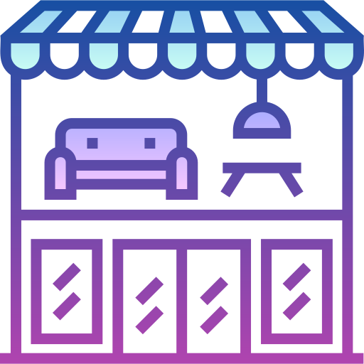 tienda de muebles Detailed bright Gradient icono