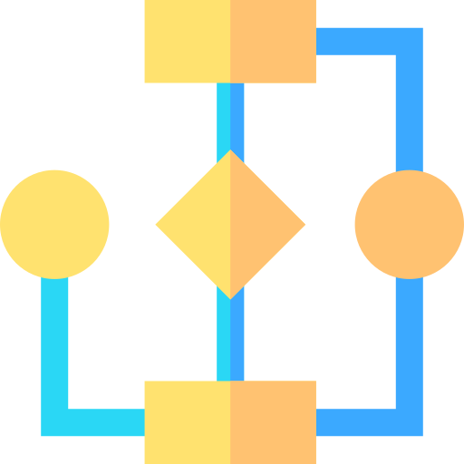 diagramma di flusso Basic Straight Flat icona