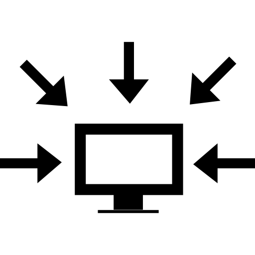 computer data-interface symbool van een monitor omgeven door pijlen die ernaar wijzen  icoon