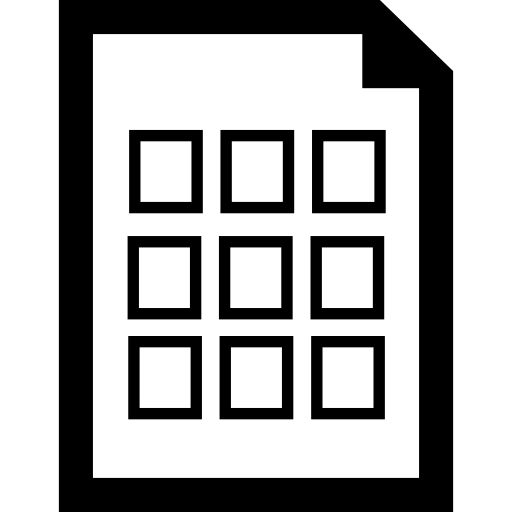 Document with nine tiles outlines  icon