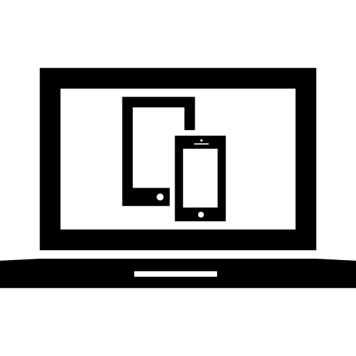 responsief interfacesymbool van een mobiele telefoon en een tablet op een laptopscherm  icoon