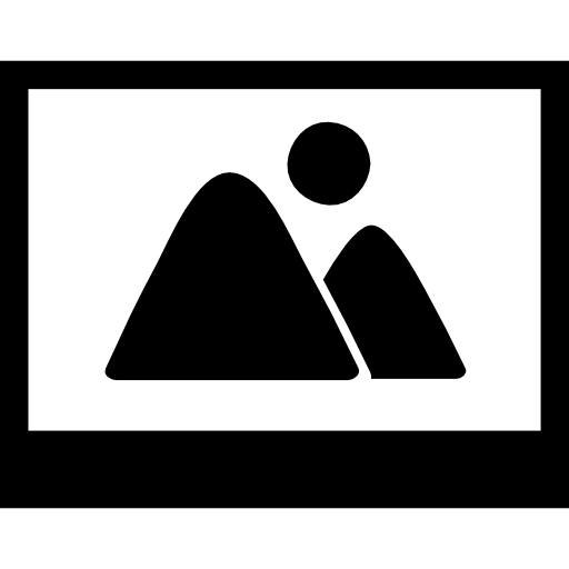 직사각형의 산과 달보기가있는 사진 인터페이스 기호  icon