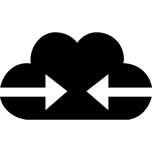 Cloud with arrows couple entering to it  icon