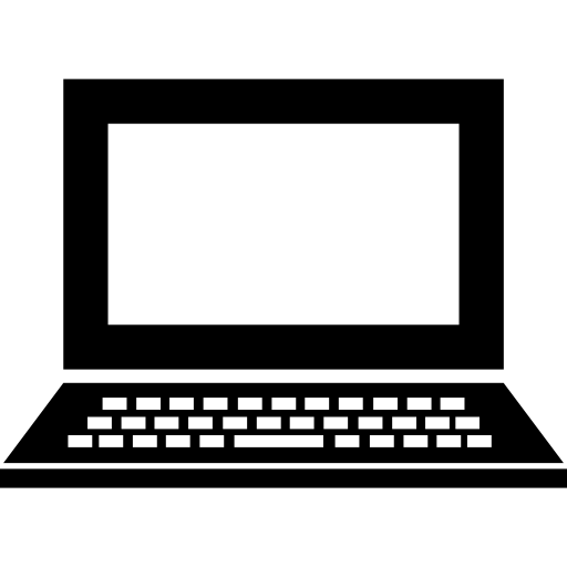 laptop aberto vista frontal com botões e tela em branco  Ícone