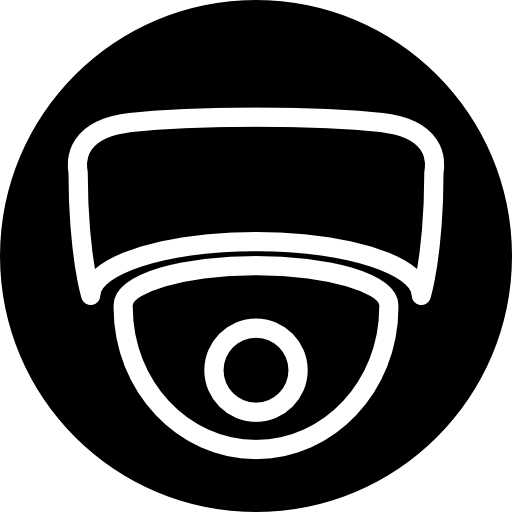surveillance camera symbool in een cirkel  icoon