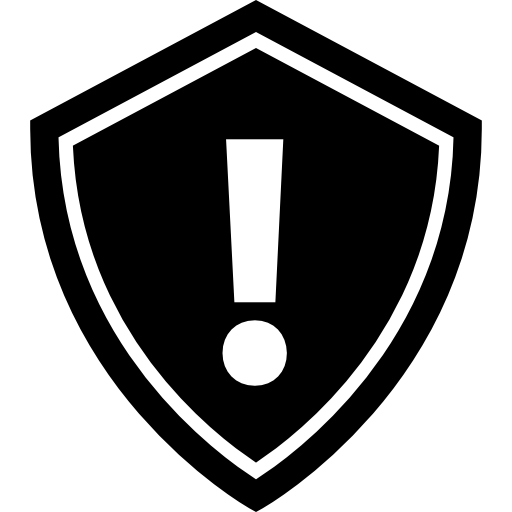 Security alert symbol of an exclamation sign inside a shield  icon