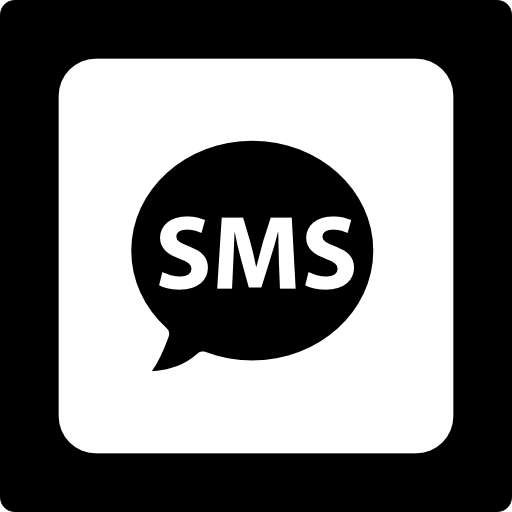 sms in einer sprechblase in einem doppelquadrat  icon