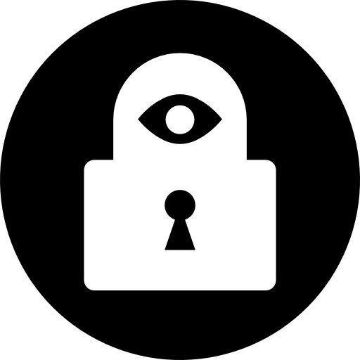 Padlock locked with an eye shape in a circle  icon
