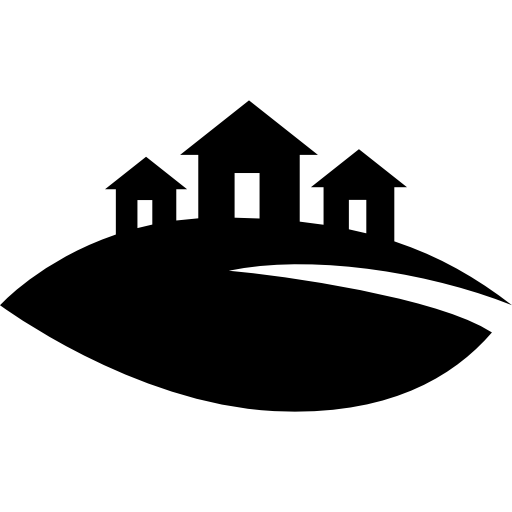 logo domów na wzgórzu liściastym  ikona