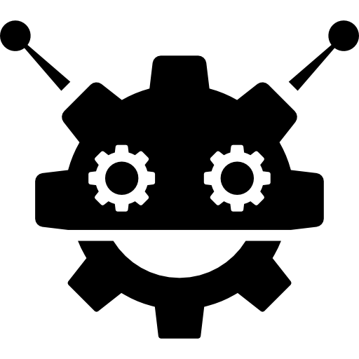 logo robocog di un robot a forma di testa a ruota dentata  icona