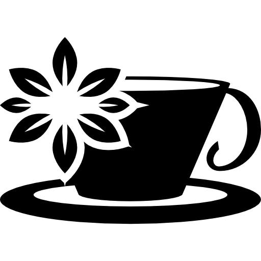 Lilac tea cup with a flower  icon