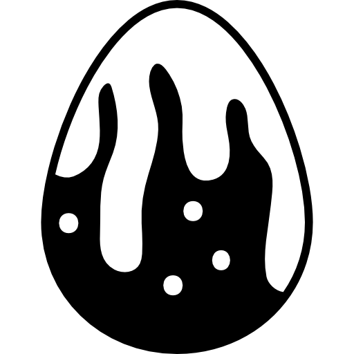 Easter egg of dark chocolate with white chocolate melting on it  icon