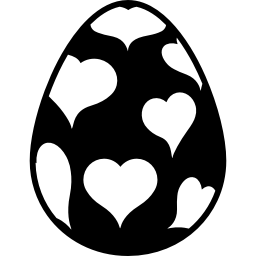 Easter egg with hearts design  icon