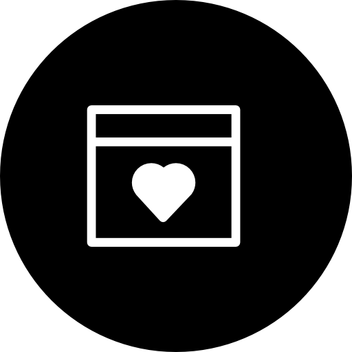 browser met een hartsymbool in een cirkel  icoon