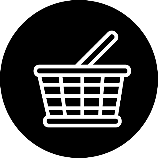 Shopping basket in a circle  icon