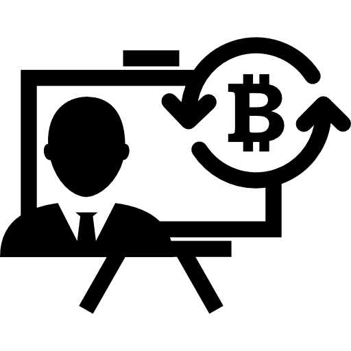 bitcoin-presentatie met cirkelpijlensymbool  icoon