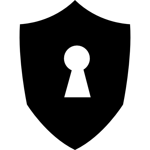 buco della serratura a forma di scudo nero  icona