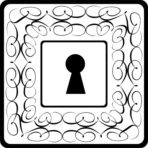 Keyhole in squares with thin delicate floral designs  icon