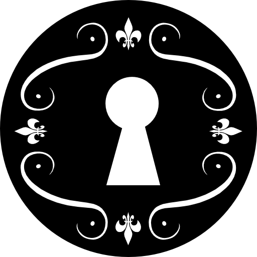 Keyhole in a circle with floral design  icon