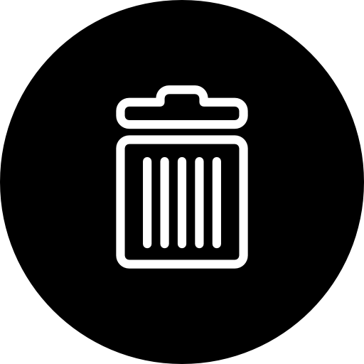 円の中のゴミ箱のアウトライン記号  icon