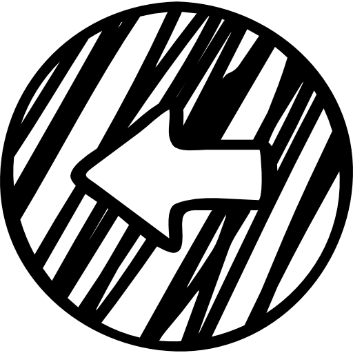 cerchio di schizzo della freccia sinistra  icona