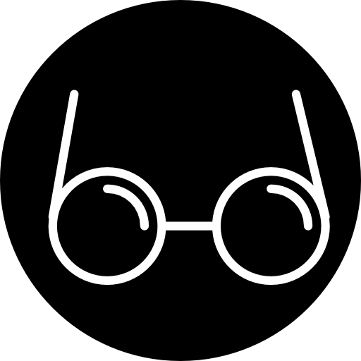 Eyeglasses of circular outline in a circle  icon