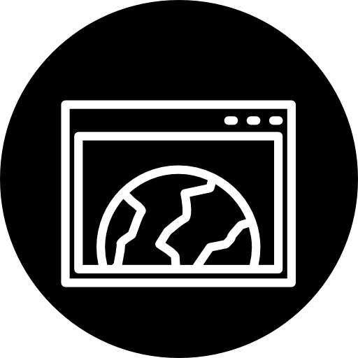 World browser outline symbol in a circle  icon