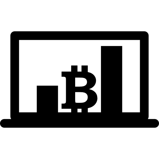 Bitcoin bars graphic on laptop screen  icon