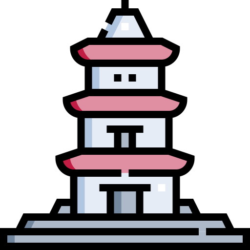 pagoda Detailed Straight Lineal color ikona