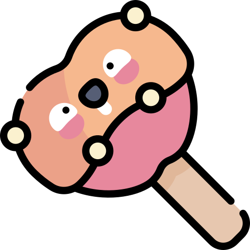캐러멜 사과 Kawaii Lineal color icon