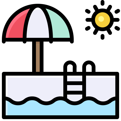 スイミングプール Generic Outline Color icon